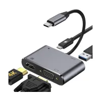 

                                    Xtreme XH403CHV 4 IN 1 Type-C Male to HDMI, VGA, USB-C & USB-A 3.0 Female Gray Converter